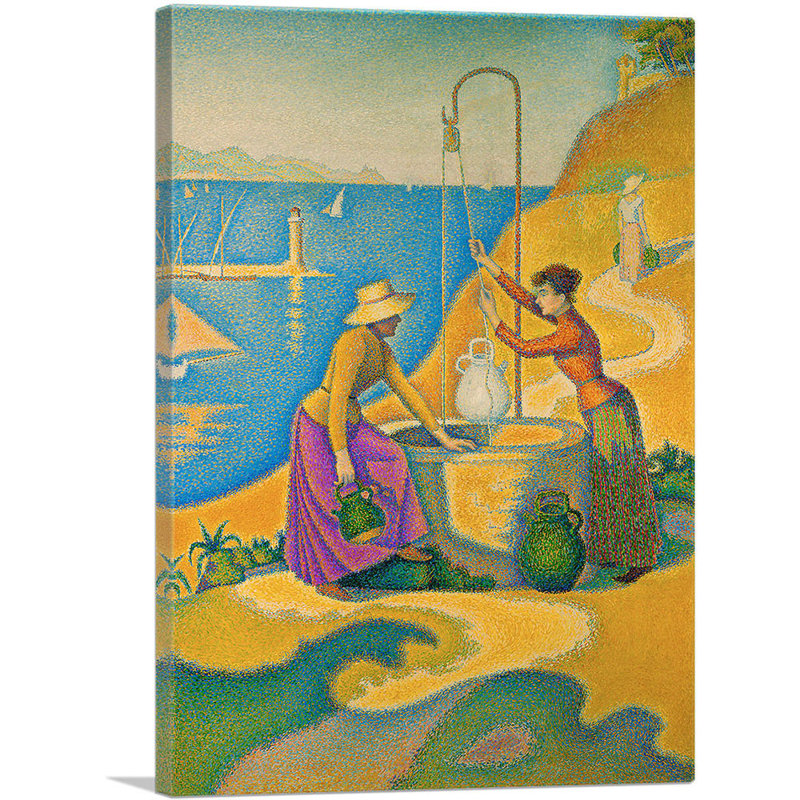 «Women at the Well 1892» par Paul Signac, reproduction d'art sur toile tendue, H 40 po x l 26 po x P 1,5 po