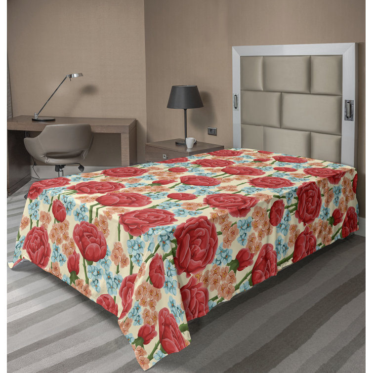 Ambesonne, drap plat floral pivoines, art botanique printanier