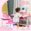 Rik Kids Desk and Chair Set Height Adjustable Study Desk USB Lamp Pink