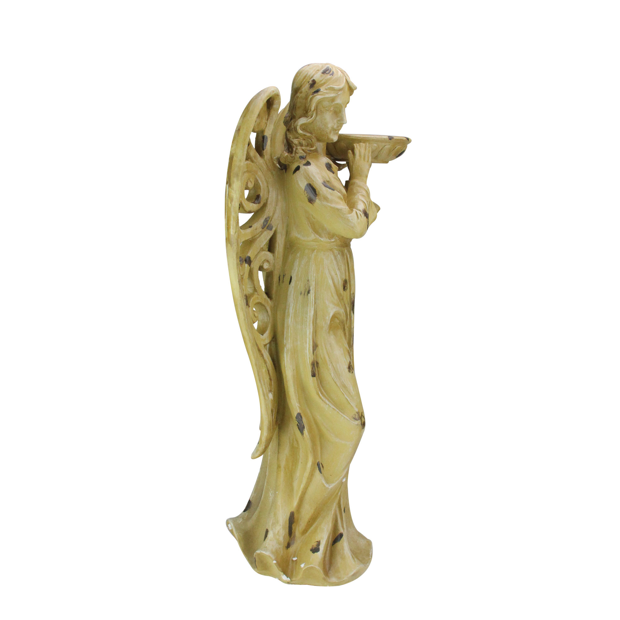 Northlight Seasonal 24.5" Brown Tranquil Angel Holding a Basin Outdoor ...