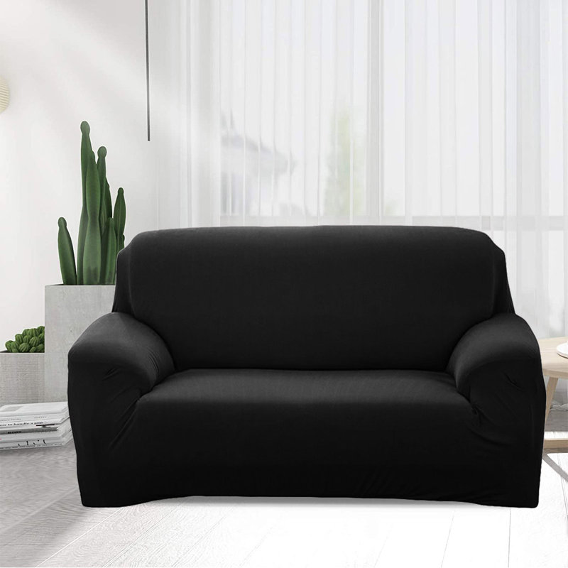 Housse pour causeuse antidérapante, Mélange de polyester noir