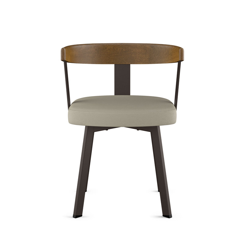 Drees Dining Chair with backrest and arms, Light Brown Wood/Brown Legs, Beige