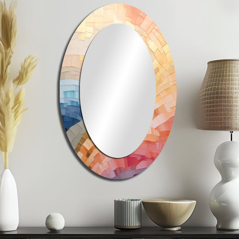 Minimalisme Colors In Harmony II - Miroir mural traditionnel ovale, H 36 po x l 24 po