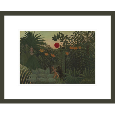 «Tropical Landscape - An American American Fighting with a Gorilla» par Henri Rousseau, impression giclée encadrée