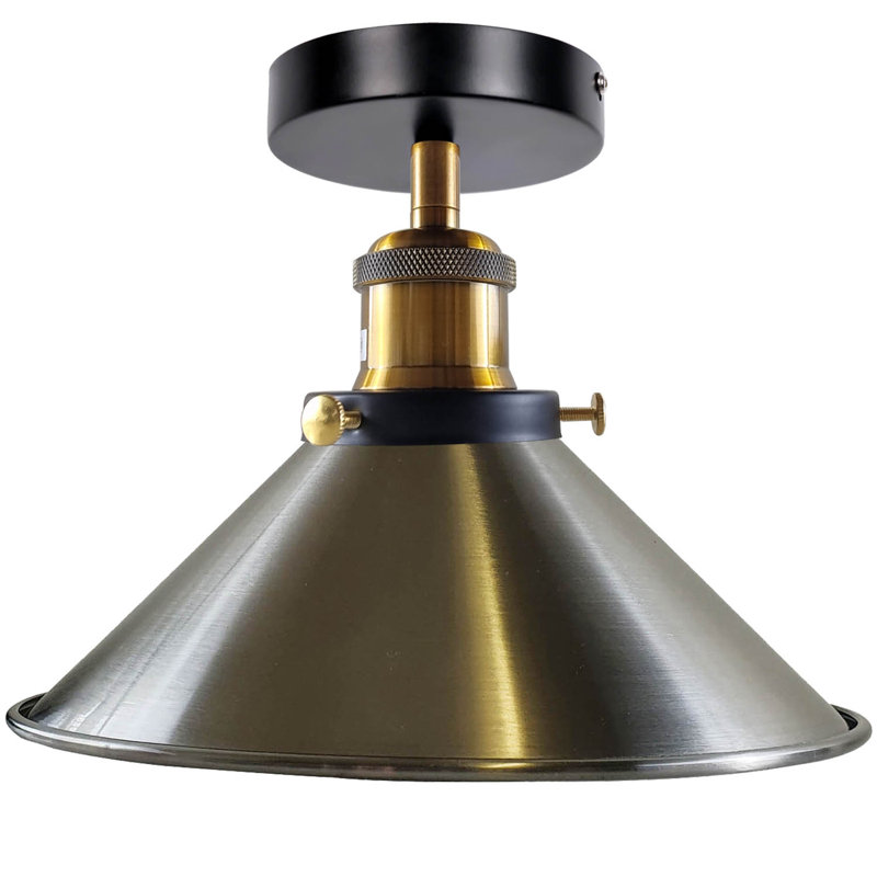 Denzel Semi Flush Mount, Satin Nickel