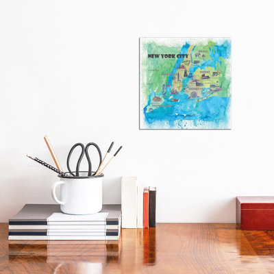 New York City, NY Travel Poster by Markus & Martina Bleichner - Wrapped Canvas Gallery-Wrapped Canvas Giclée