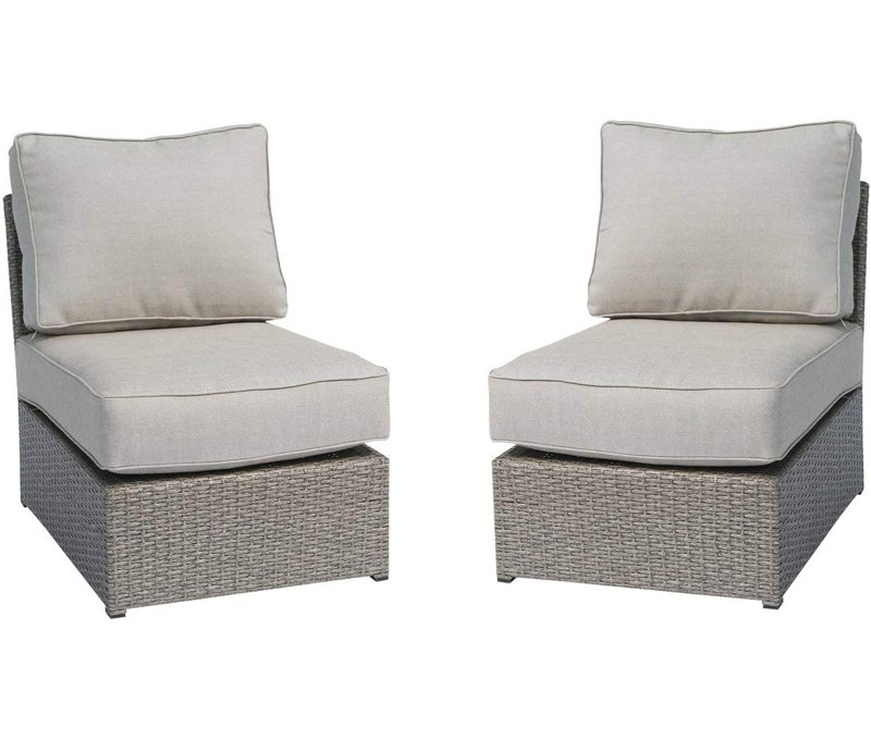 Chaises longues pour patio l 28 po x P 33 po x H 26 po en rotin gris tissé avec coussins de 5 po d'épaisseur