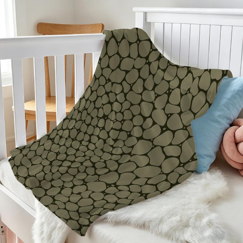 Jeté en molleton noir ultra doux en flanelle, imprimé sur un fond naturel, Throw 30" x 40"