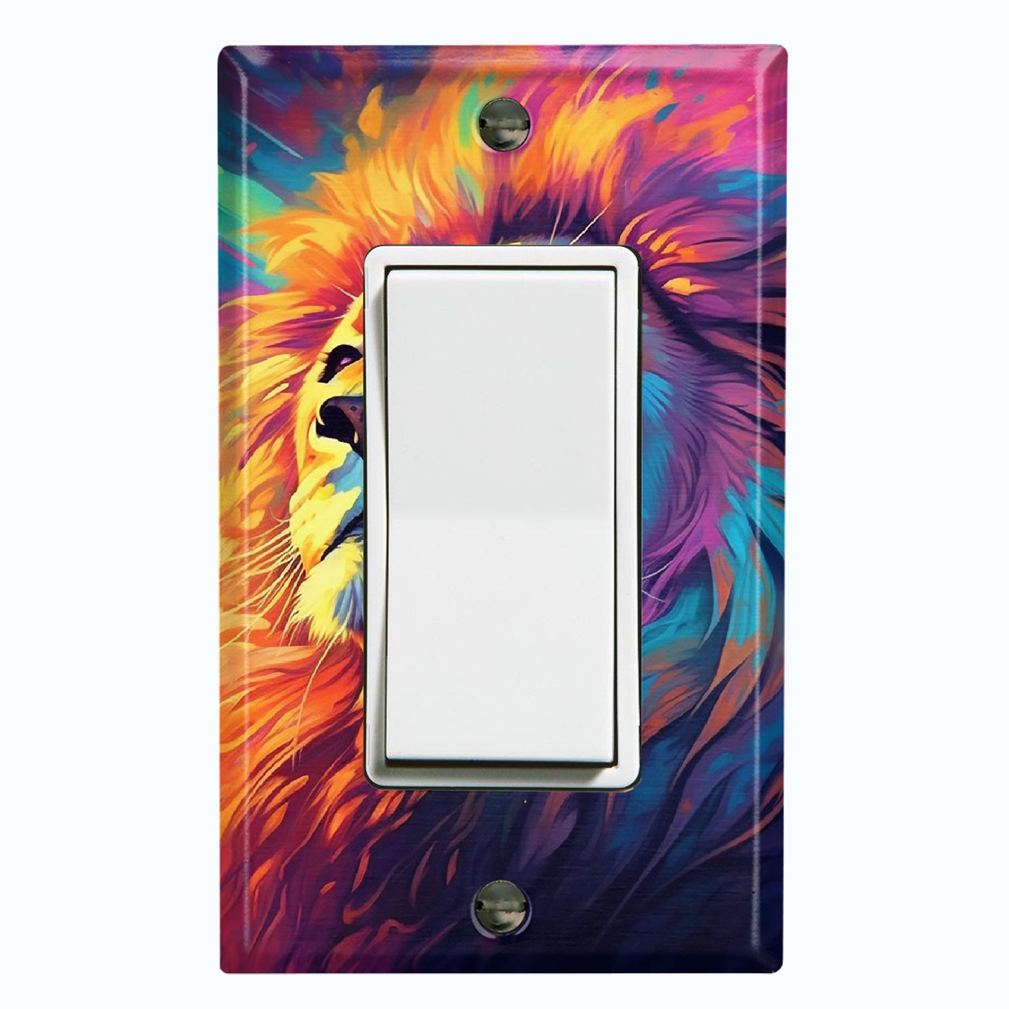 WorldAcc Metal Light Switch Plate Outlet Cover (Elegant Lion Colorful ...