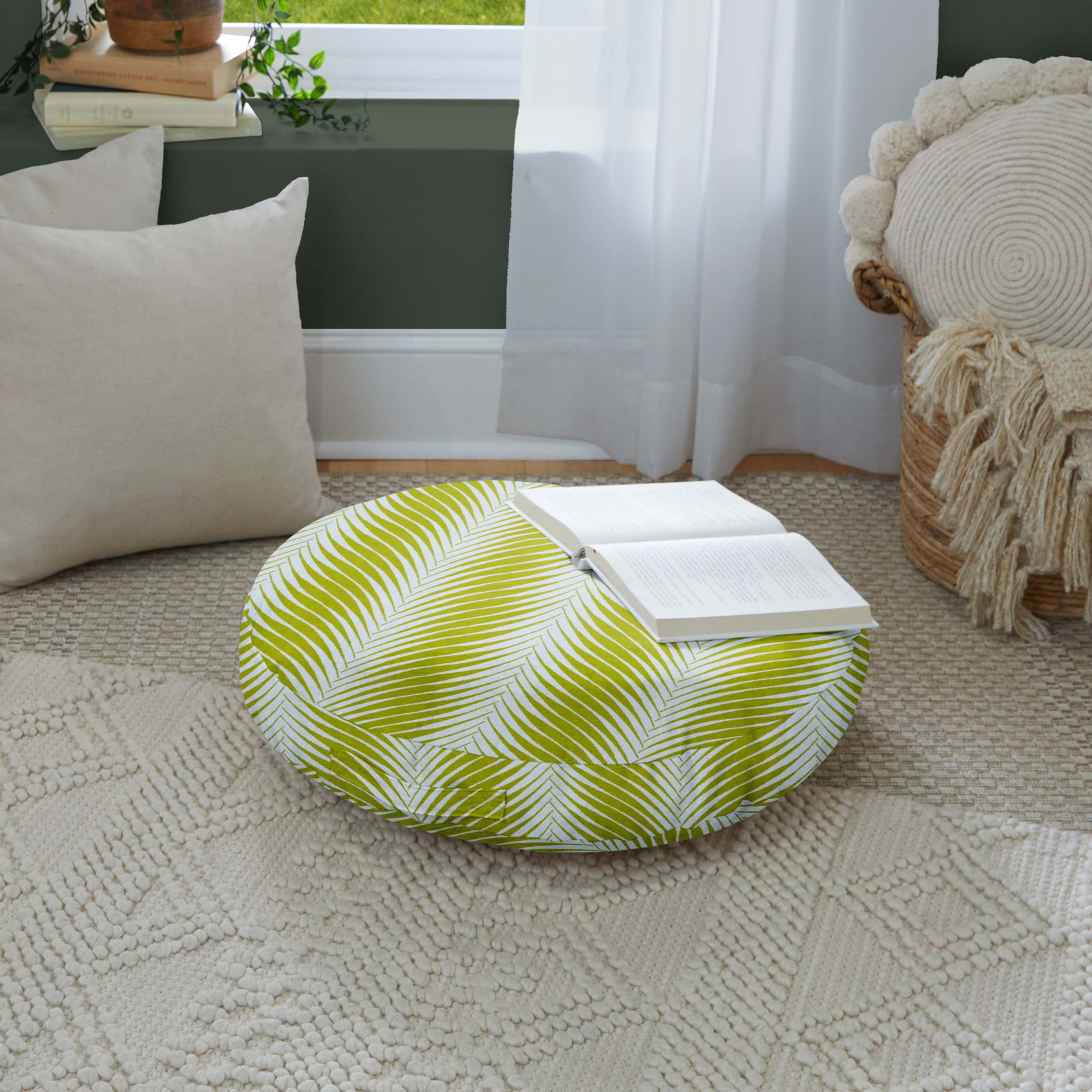 Antonie 24" x 24" Sunbrella® Throw Pillow, Green