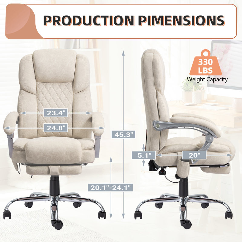 Katrein Ergonomic Heated Massage Executive Chair, Beige