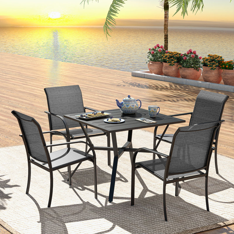 Ensemble repas d'extérieur carré pour 4 personnes 36,8 po L Jenesis, Gris