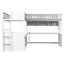 Lit superposé en L pour 3 personnes avec bureau intégré, port de chargement USB, lampe à DEL, étagères de rangement, armoire et tiroirs - GRIS