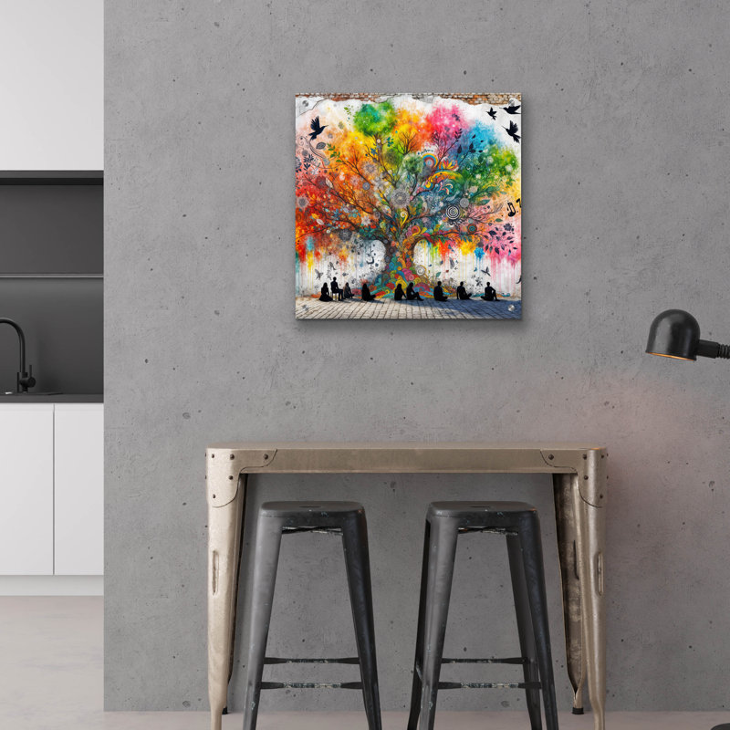  Art mural en verre «Wisdom Tree 1» par Rey Klimt, H 24 po x l 24 po x P 0,2 po