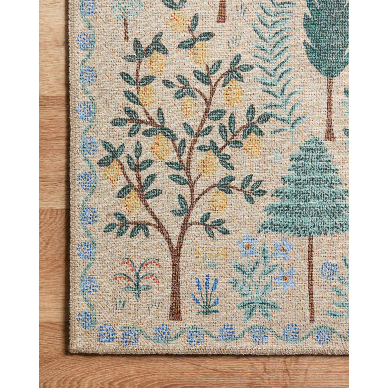 Rifle Paper Co. x Loloi Menagerie MEN-02 Forest Cream Rug, Rectangle 3'9" x 5'9"