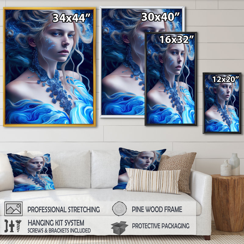 «Silver Ice and Blue Archangel IV», impression sur toile, Toile encadrée noire, H 32 po x l 24 po x P 1 po
