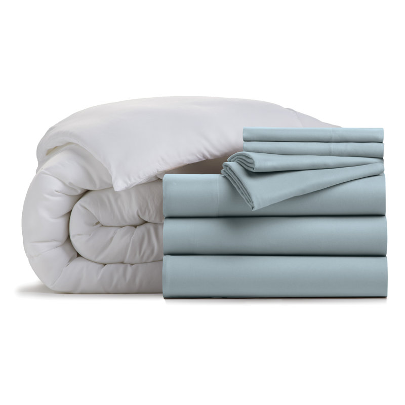 Home Cozy Touch Microfiber 8-Piece Bundle: Microfiber Sheet 4-Piece Set, Microfiber Duvet Cover 3-Piece Set, Microfiber Comforter