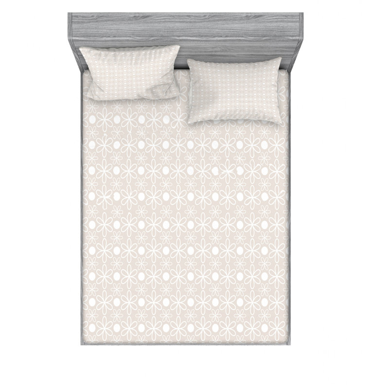 Microfiber Floral Sheet Set, Full/Double Sheet Set with Fitted Sheet