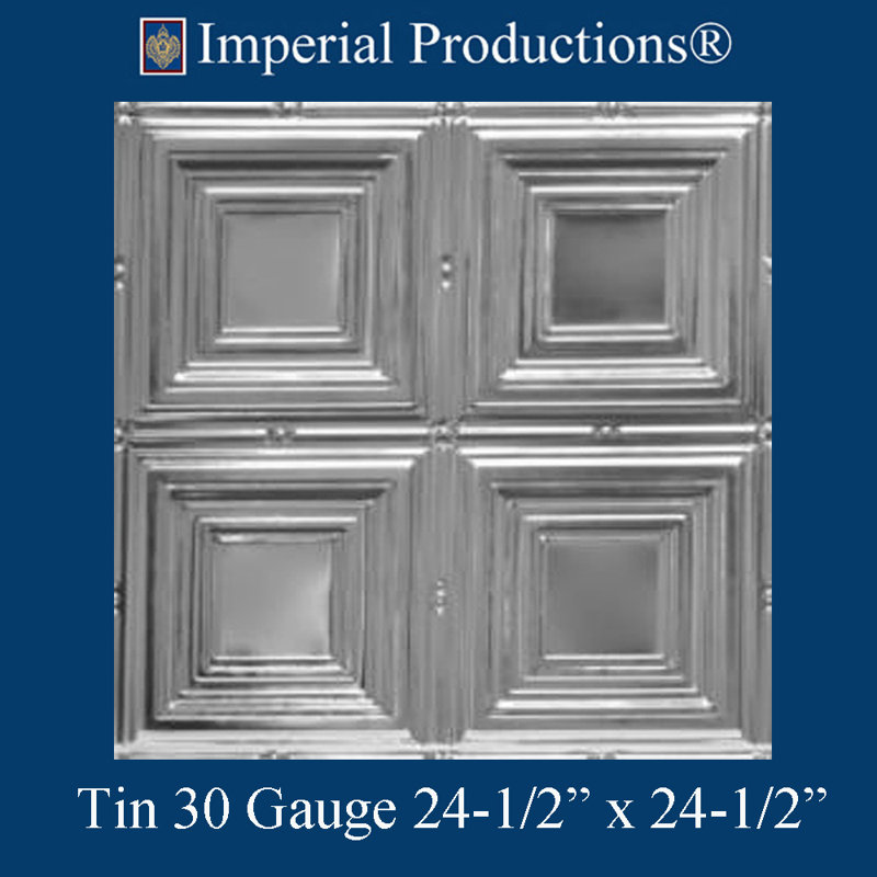 Carreau de plafond en métal argenté 2 pi x 2 pi, H 24,5 po x l 24,5 po
