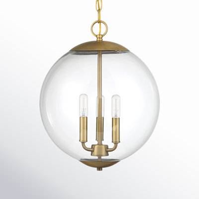 Patterson 3 - Light Shaded Globe Chandelier in Natural Brass
