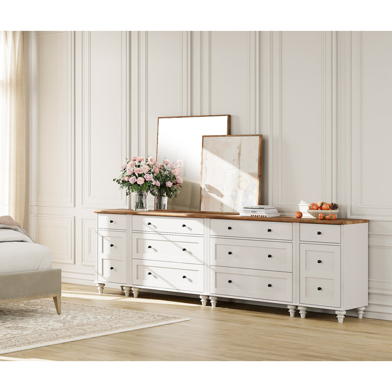 Commode 8 tiroirs Corretta, Blanc / Brun
