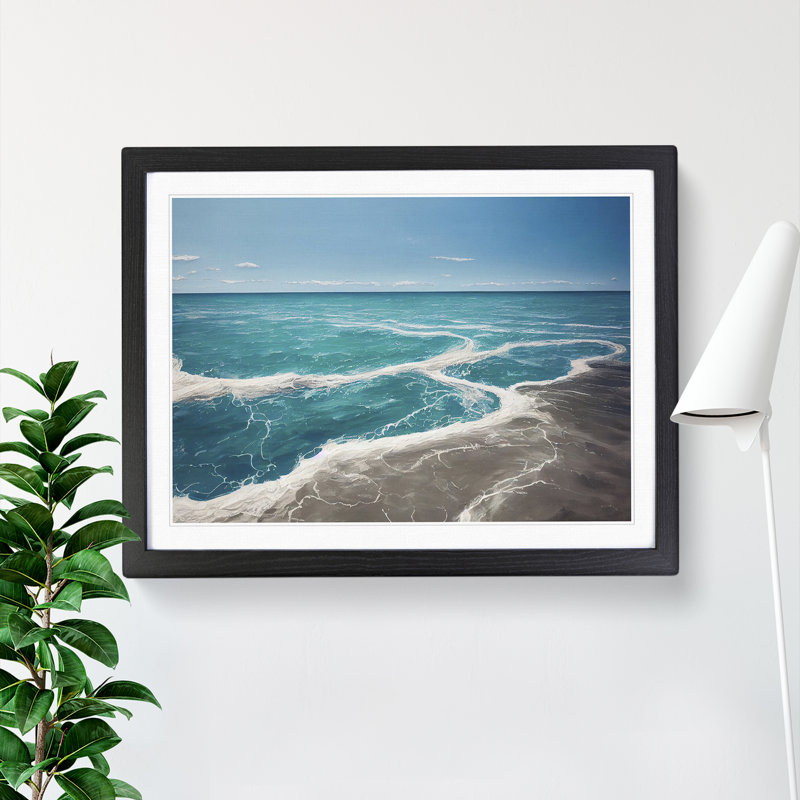 Beach Meets The Ocean - Single Picture Frame Painting, Black, 46cm H x 64cm W x 2cm D