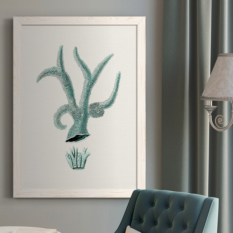 «Alarica Antique Coastal Coral», reproduction d'art sur toile encadrée, 37.5" H x 27.5" W x 1" D, Blanc