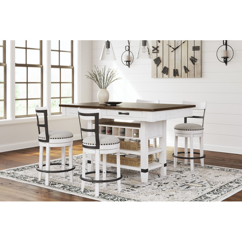 Reclaimed Pine and White Rectangular Counter Height Dining Table