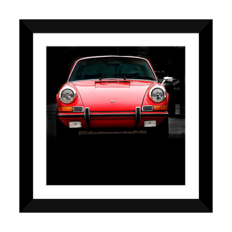 « 1970 porsche 911 targa », reproduction de photo sur toile, Papier d'art encadré noir, Blanc, H 16 po x l 16 po x P 1 po