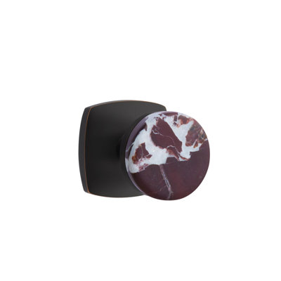 Emtek Select Dummy Knobset w/ Urban Modern Rosette & Conical Stem, Rosso Levanto Marble Knob