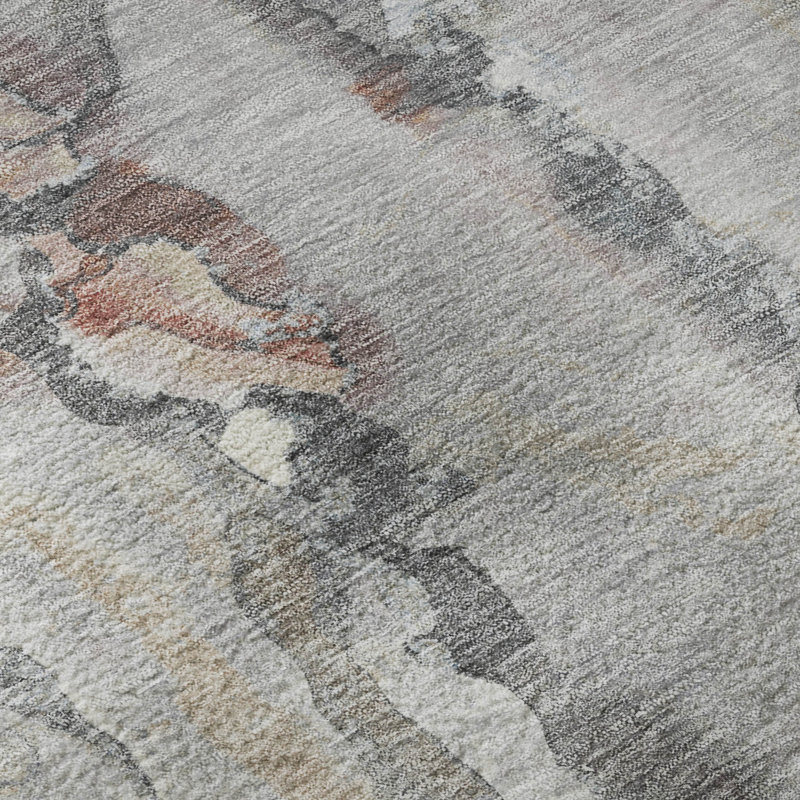 Premium Machine Washable Mayfield AMF2120 Abstract Rug, 1'8" x 2'6", Copper