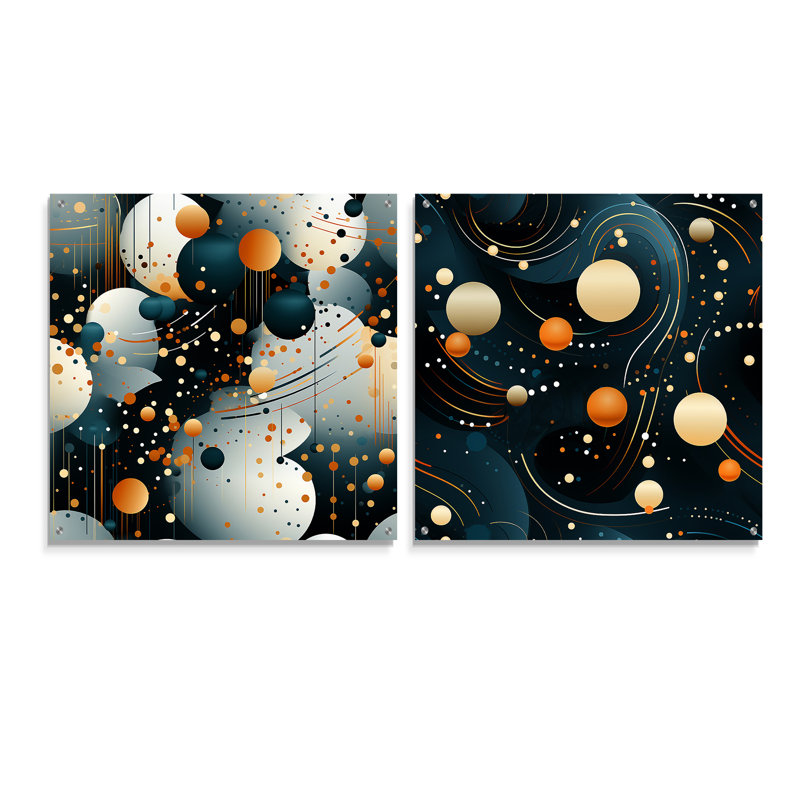 Clairissa - Ensemble de 2 peintures murales abstraites en acrylique, H 16 po x l 33 po
