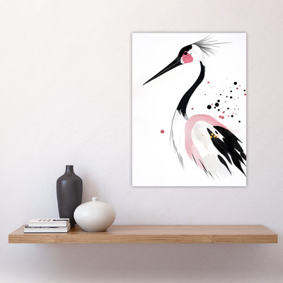 Stork Portrait Pink Modern Abstract Wall Art Print