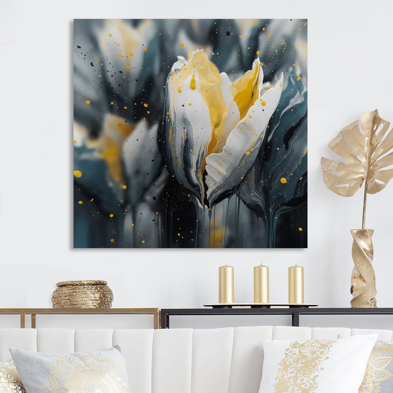 " Grey Tulip Serenity I ", 16" H x 16" W x 1" D, Wrapped Canvas