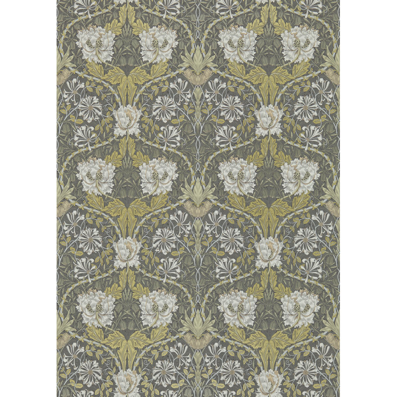 Honeysuckle & Tulip Wallpaper, Charcoal/Gold