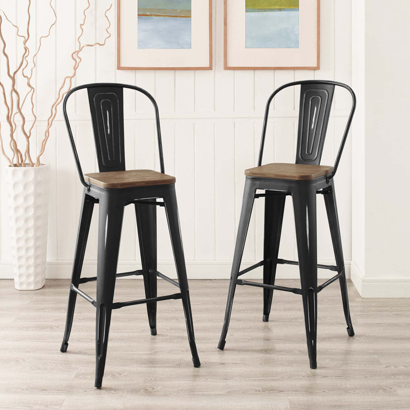 Promenade Bar Stool Metal by Modway, Black