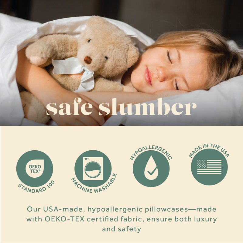 ComfyDown Pillowcase for Toddler & Travel Pillows Breathable, 100% Cotton, 400-Thread Count, Zipper Closure - 13"x18"