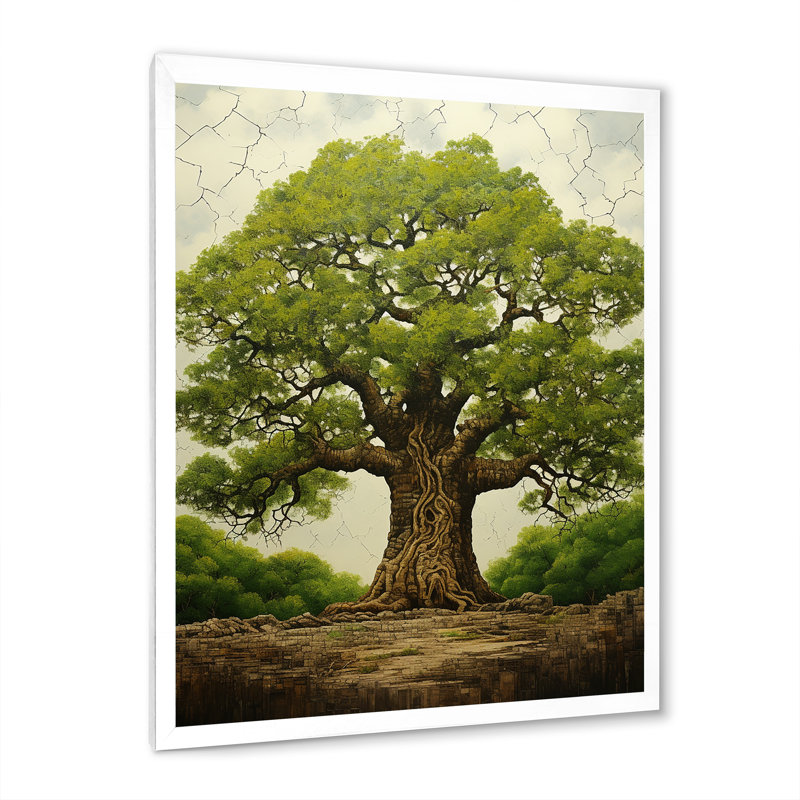 Arbre vert africain majestueux - art mural africain, Cadre photo blanc, H 20 po x l 12 po x P 1 po