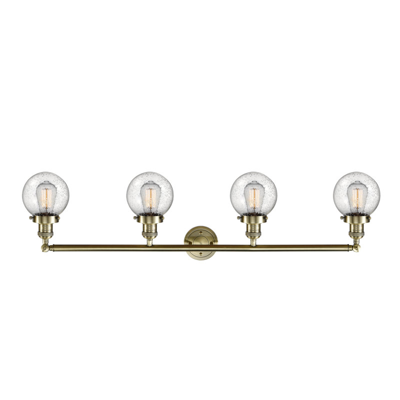 Éclairage pour meuble-lavabo en laiton antique à 4 lumières Lorri, Ampoule non incluse, Laiton antique