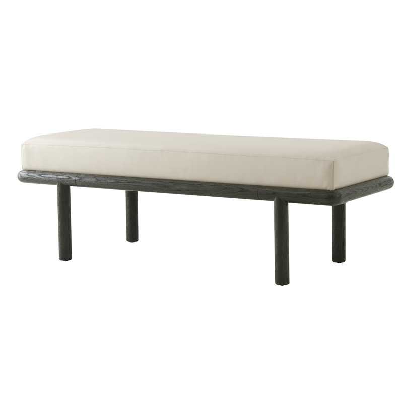 Repose Leather Bench, Charcoal Oak