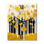 Horloge murale abstraite à motif de forêt jaune minimaliste II-713718631