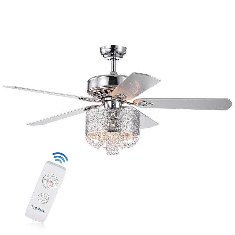 Ventilateur de plafond à 5 pales 52 po avec télécommande et ensemble d’éclairage inclus