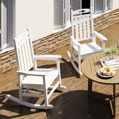 Outdoor Rocking Chair Set of 2, HDPE Patio Rocking Chair for Adults, Oversized Outdoor Rocker for Porch Garden Lawn