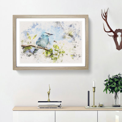 Blue Bird and Cherry Blossom Tree - Picture Frame Graphic Art Print