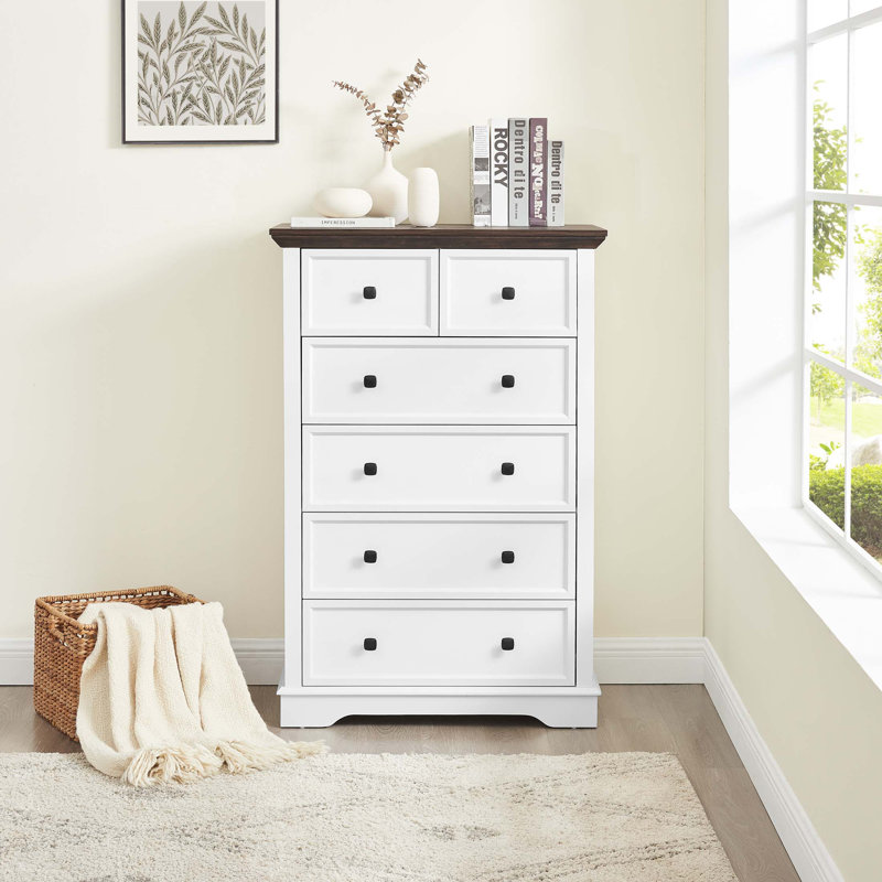 Commode haute 6 tiroirs Gigliola, Blanc