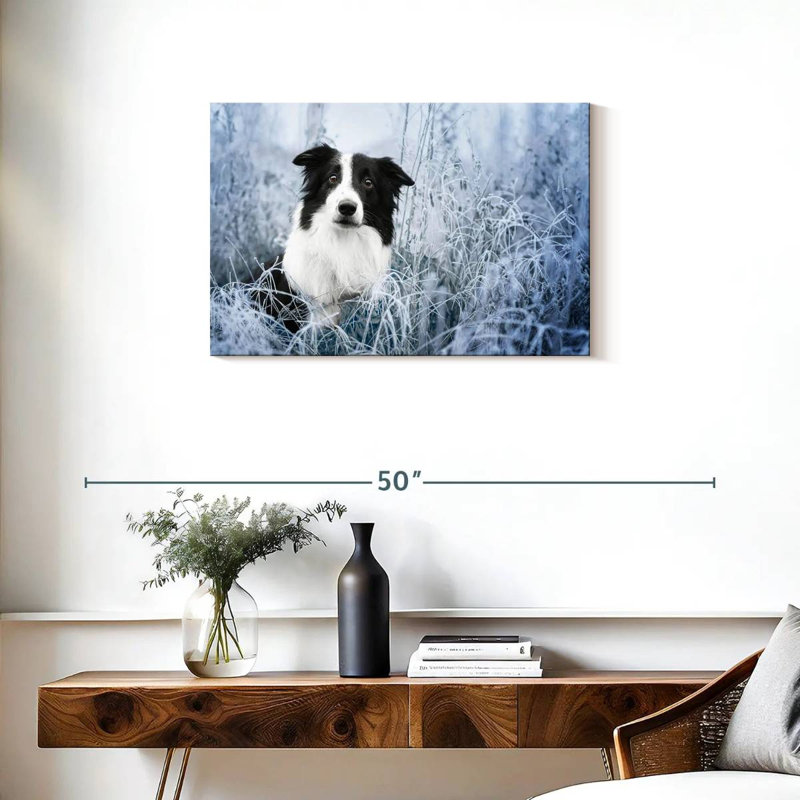 Winter Border Collie, 20" H x 30" W