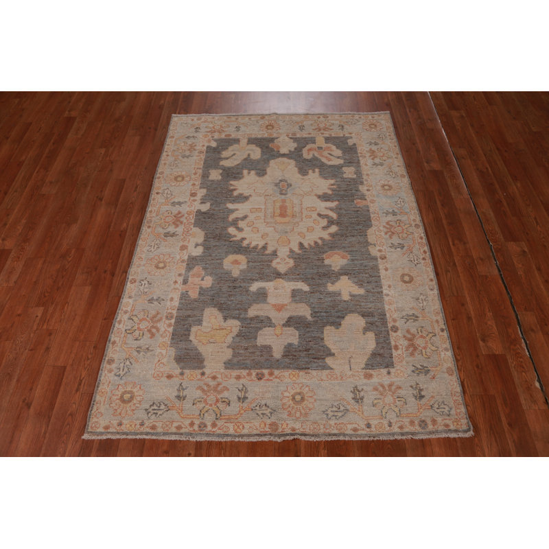 Vegetable Dye Gray Oushak Turkish Rug 4x6