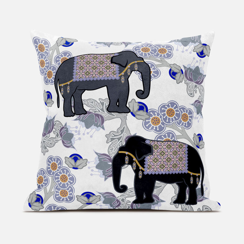 Housse de coussin en polyester pour l'intérieur et l'extérieur, 16 po x 16 po, Gris / noir / bleu