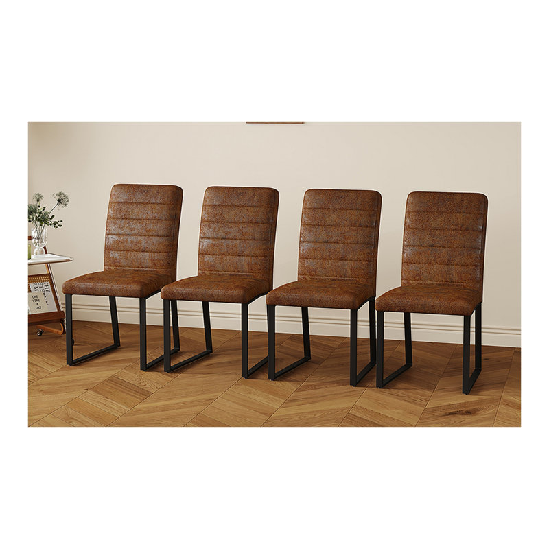 Chaises de salle à manger en faux cuir Kamden, 4, Brun / Noir