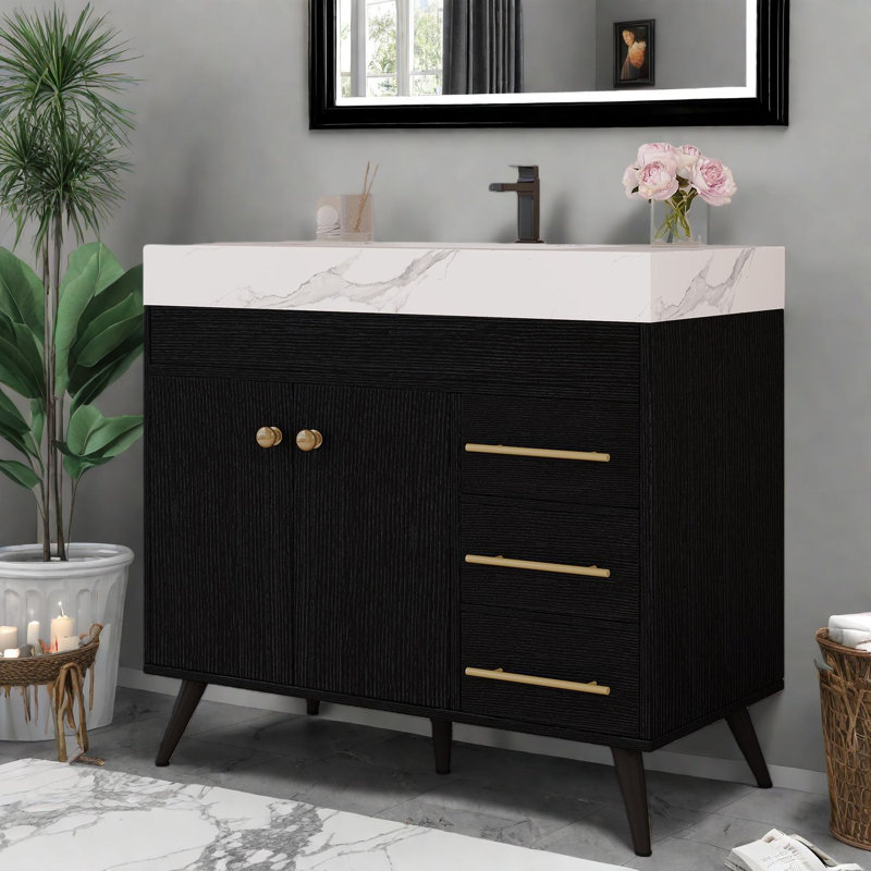 Meuble-lavabo moderne (doit inclure le meuble-lavabo et le lavabo) avec rangement